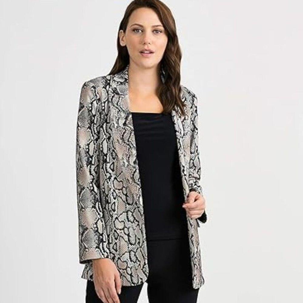 LKNW JOSEPH RIBKOFF Snakeskin Beige Black Front Blazer Jacket 12